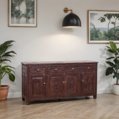 HAMESHA Hand-Carved Antique Teak Sideboard