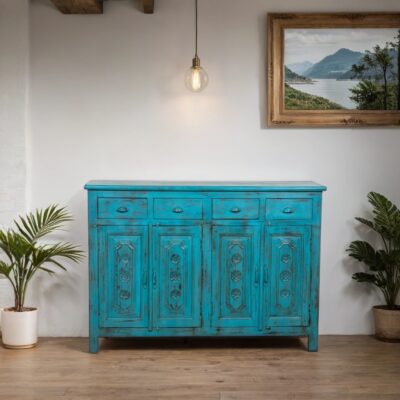 HAMESHA Vintage Teal Indian Sideboard