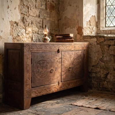 HAMESHA Hand Carved Teak Sideboard