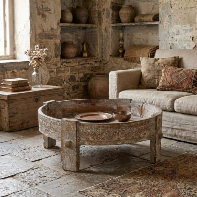 HAMESHA Rustic Rajasthani Chakki Table