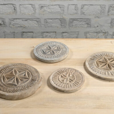 HAMESHA Rustic Indian Carved Wooden Plate