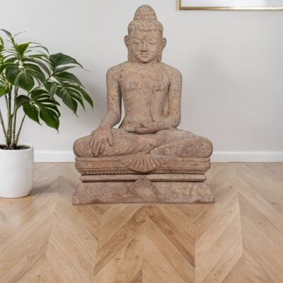 HAMESHA Large Meditating Buddha Stone Statue