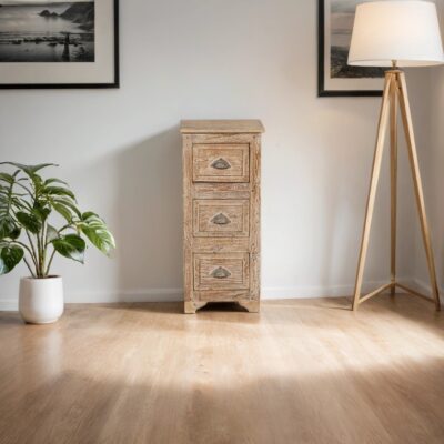 STOCKHOLM Hand-Carved Teak Bedside Drawers