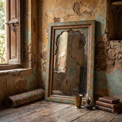 VIENNE Painted Gujarat Teak Mirror
