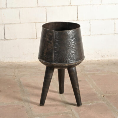 VINTAGE Indian Iron Metal Planter Pot Container