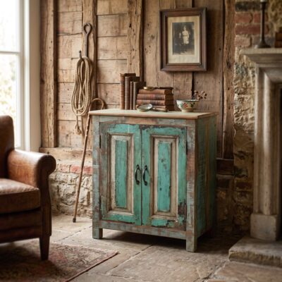 HAVANA Distressed Green Teak Cabinet