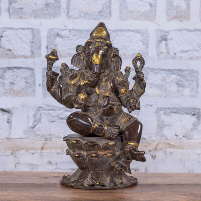 HAMESHA Brass Ganesha Statue Decor Piece