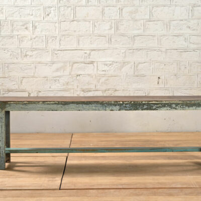 HAMESHA Vintage Indian Wooden Bench with Shabby-Chic Charm